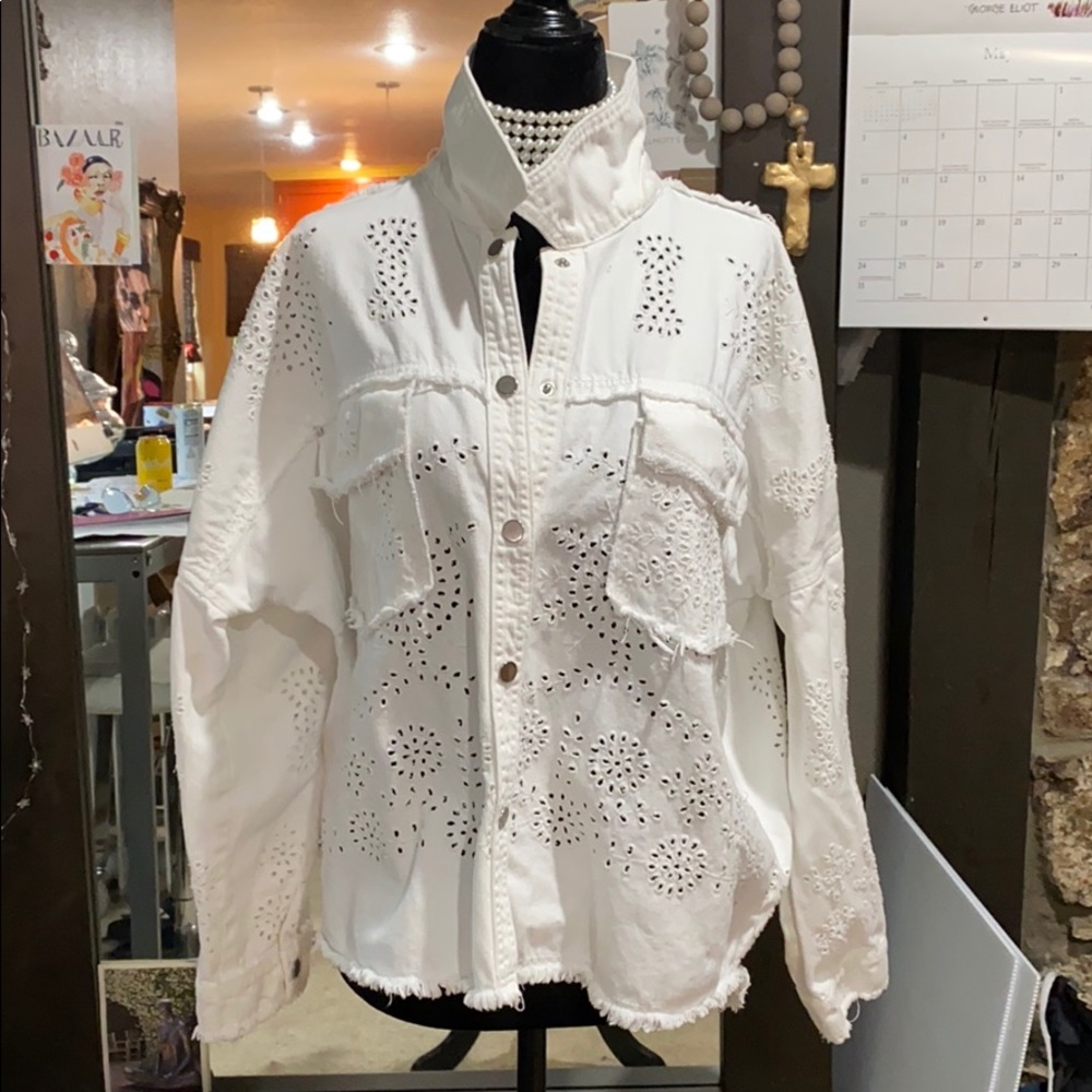 Zara White Denim Jacket